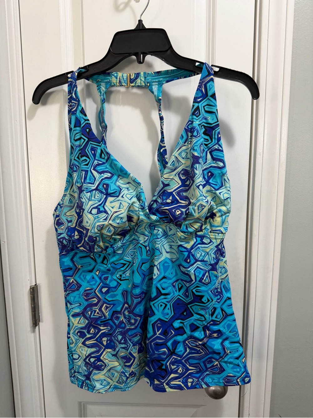Jantzen Blue Turquoise Geometric Tankini Top